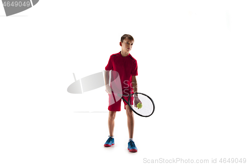 Image of Young tennis player isolated on white