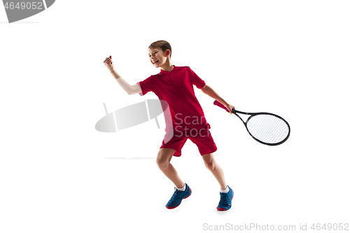 Image of Young tennis player isolated on white