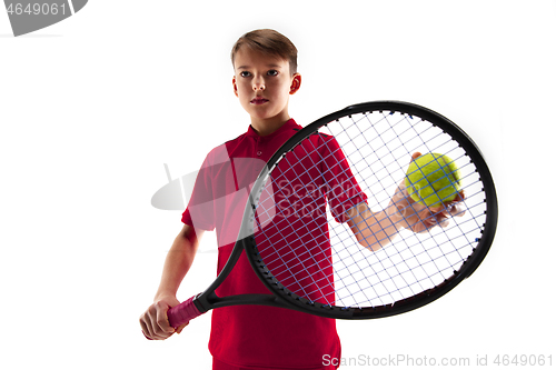 Image of Young tennis player isolated on white