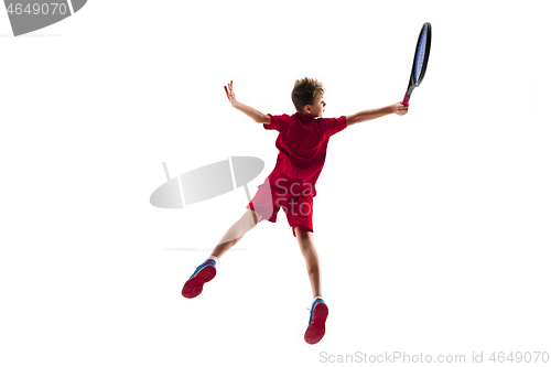 Image of Young tennis player isolated on white