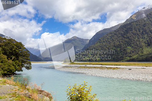 Image of riverbed landscape scenery in south New Zealand