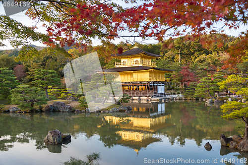 Image of Kinkakuji in autumn season, famous Golden Pavilion at Kyoto, Japan