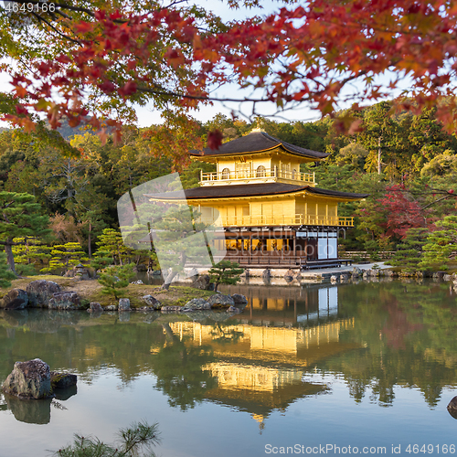 Image of Kinkakuji in autumn season, famous Golden Pavilion at Kyoto, Japan