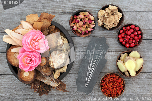 Image of Chinese Herbal  Medicine with Herbs and Spices