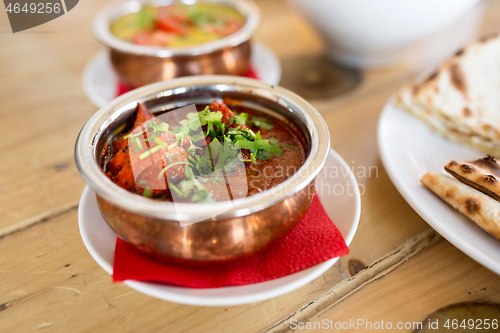 Image of close up of kidney bean masala in bowl on table
