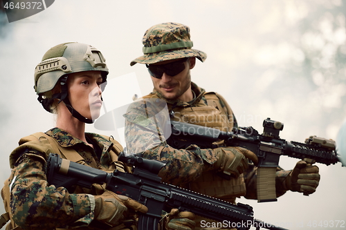 Image of Soldier Woman as a Team Leader