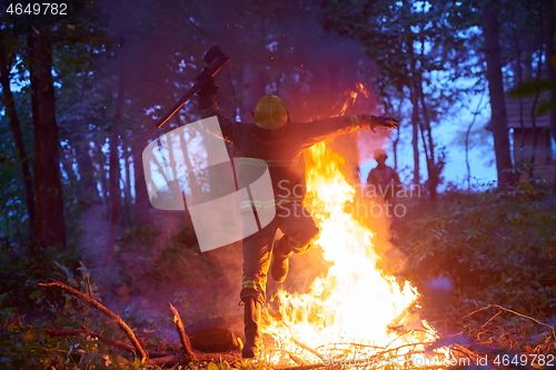 Image of firefighter in action