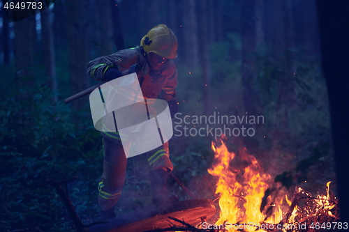 Image of firefighter in action