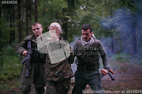 Image of terrorists was capture alive woman soldier