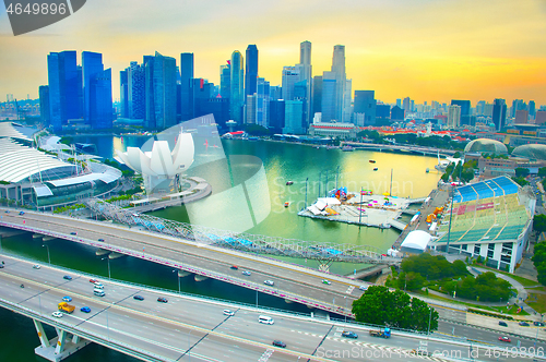 Image of Skyline of Singapore at sunset