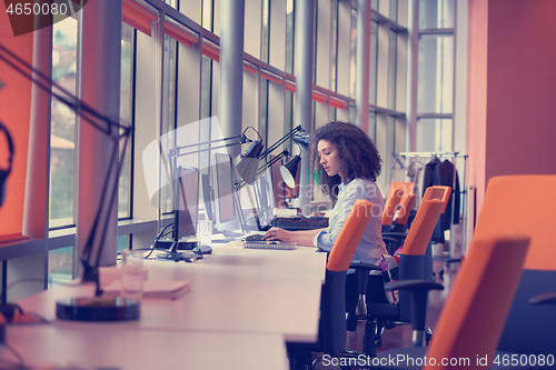 Image of young  business woman at office