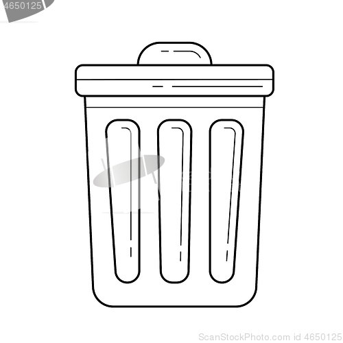 Image of Trash bin vector line icon.