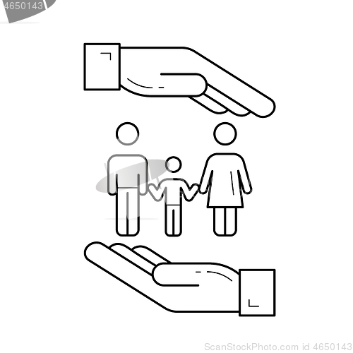 Image of Family insurance vector line icon.