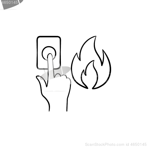 Image of Fire alarm hand drawn sketch icon.