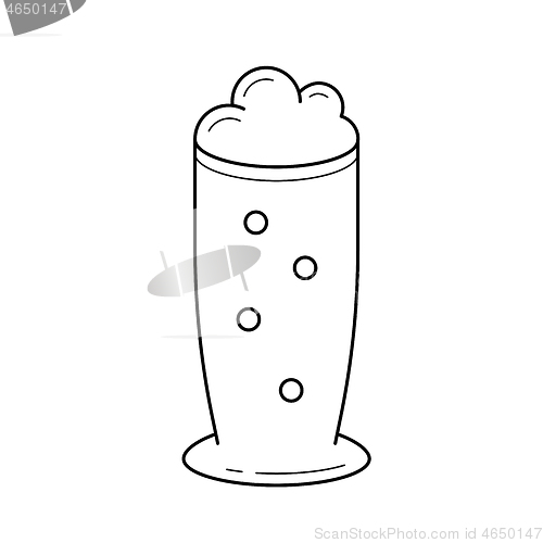 Image of Glass of beer vector line icon.