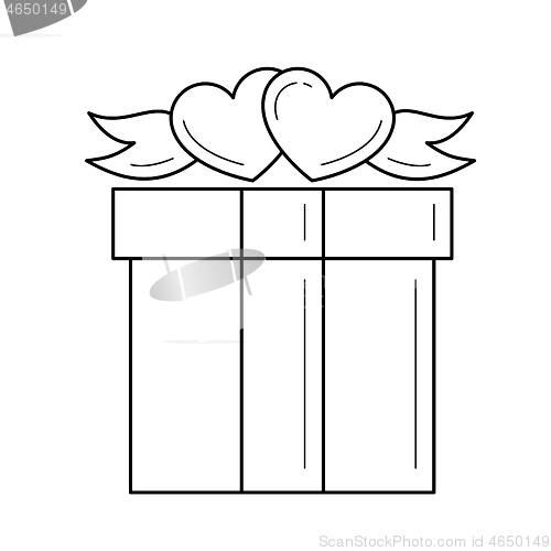 Image of Gift box vector line icon.