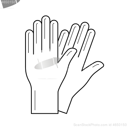 Image of Protective gloves vector line icon.