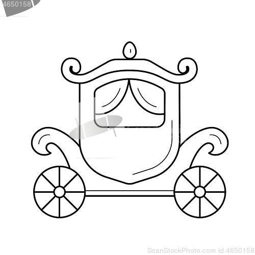Image of Vintage carriage vector line icon.
