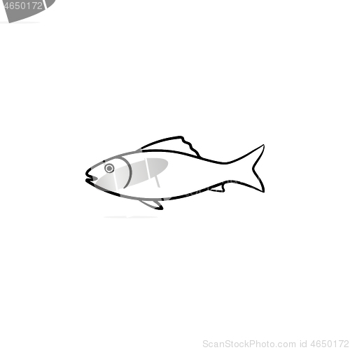 Image of Raw fish hand drawn sketch icon.