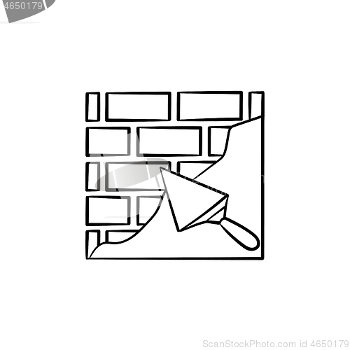 Image of Brick solid surface with spatula hand drawn icon.