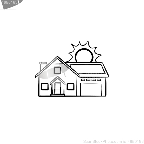 Image of Power efficient house hand drawn sketch icon.