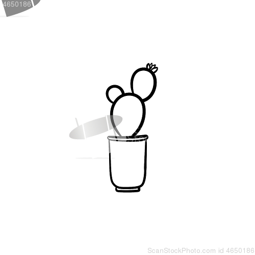 Image of Cactus in a pot hand drawn sketch icon.