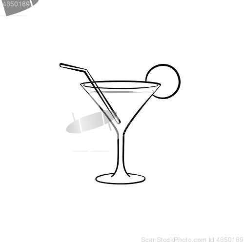 Image of Cocktail drink hand drawn sketch icon.