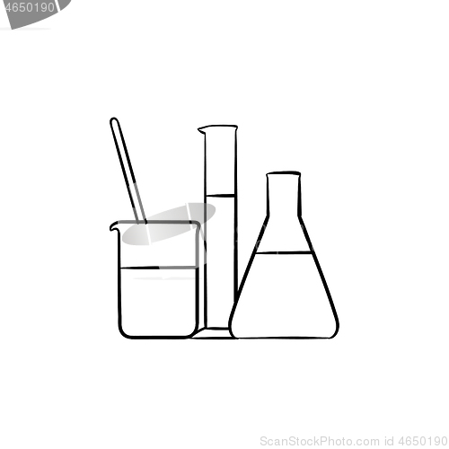 Image of Laboratory equipment hand drawn sketch icon.