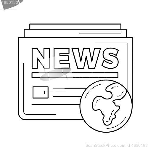 Image of Global newspaper line icon.