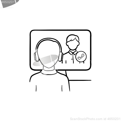 Image of Online education hand drawn sketch icon.