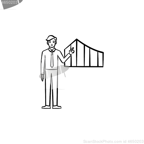 Image of Business presentation hand drawn sketch icon.