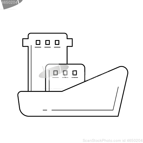 Image of Oil tanker vector line icon.