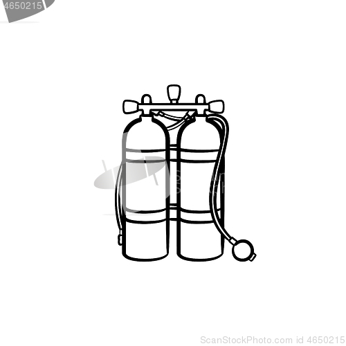 Image of Oxygen tank hand drawn sketch icon.