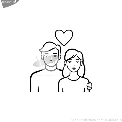 Image of Couple in love hand drawn sketch icon.