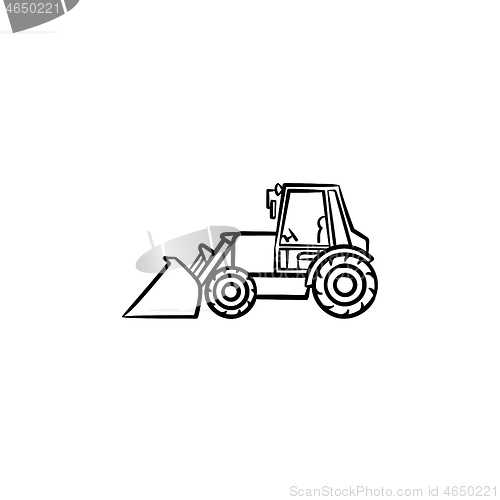 Image of Excavator hand drawn sketch icon.