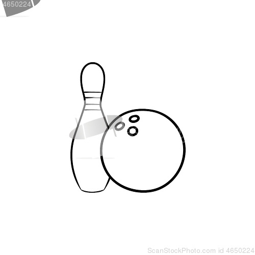 Image of Bowling hand drawn sketch icon.