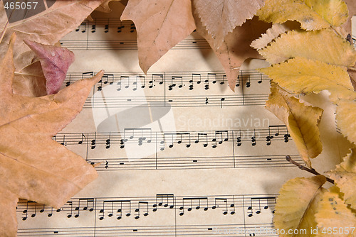 Image of old music and leaves