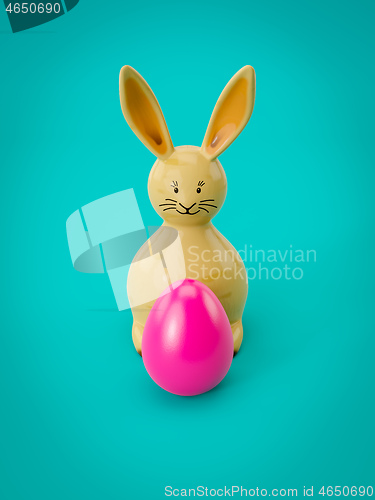 Image of sweet Easter decoration bunny with egg