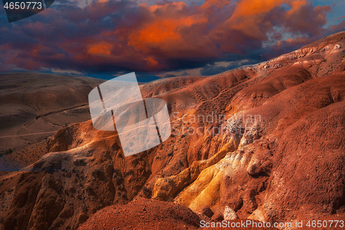 Image of Mars landscape with sunset