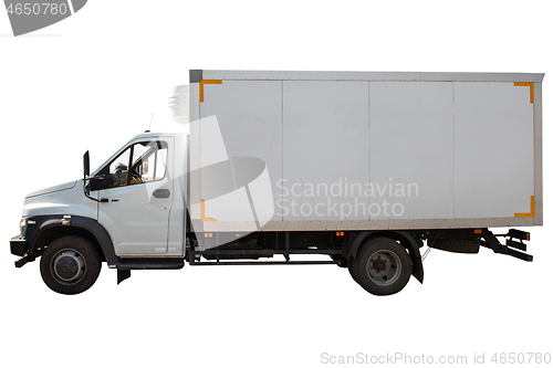 Image of White refrigerated truck