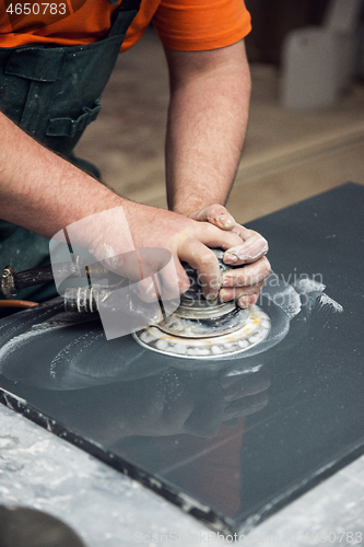 Image of Stone furniture production.