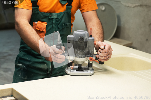 Image of Stone sink furniture production