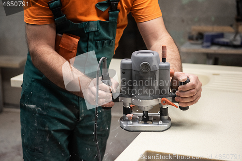 Image of Stone sink furniture production