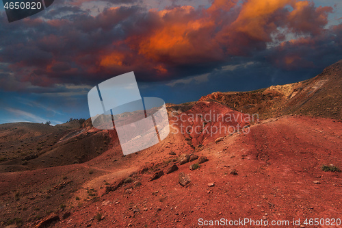 Image of Mars landscape with sunset