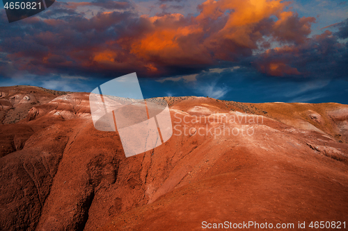 Image of Mars landscape with sunset