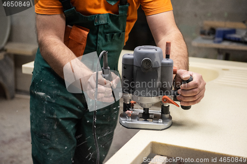 Image of Stone sink furniture production