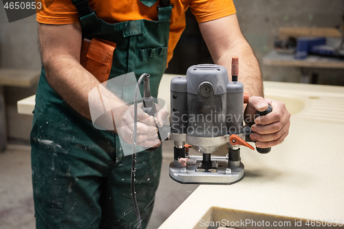 Image of Stone sink furniture production