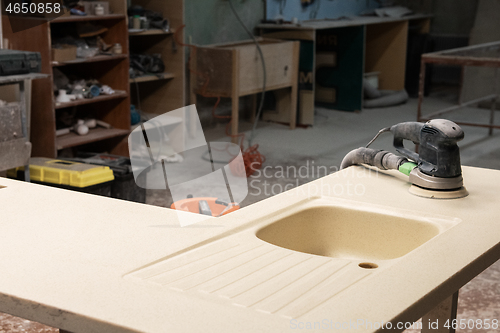 Image of Stone sink furniture production