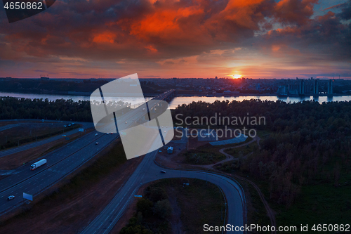 Image of Aerial shot of view to Barnaul city.