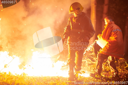 Image of firefighter in action